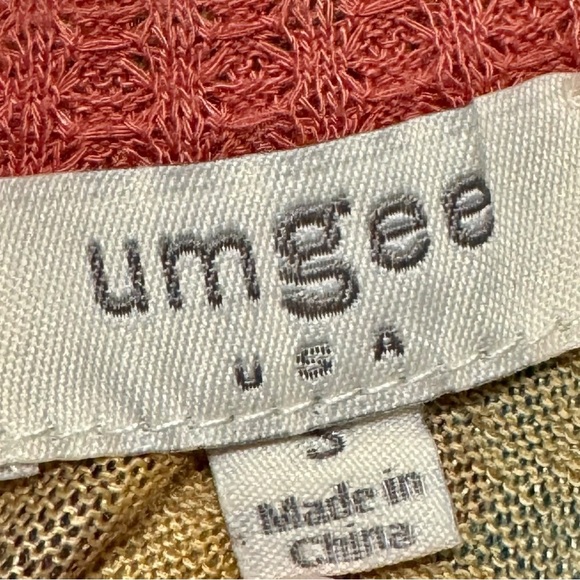 Umgee Animal Print Waffle Knit Mustard Mauve Short Sleeve Boho Casual Blouse - Picture 8 of 9